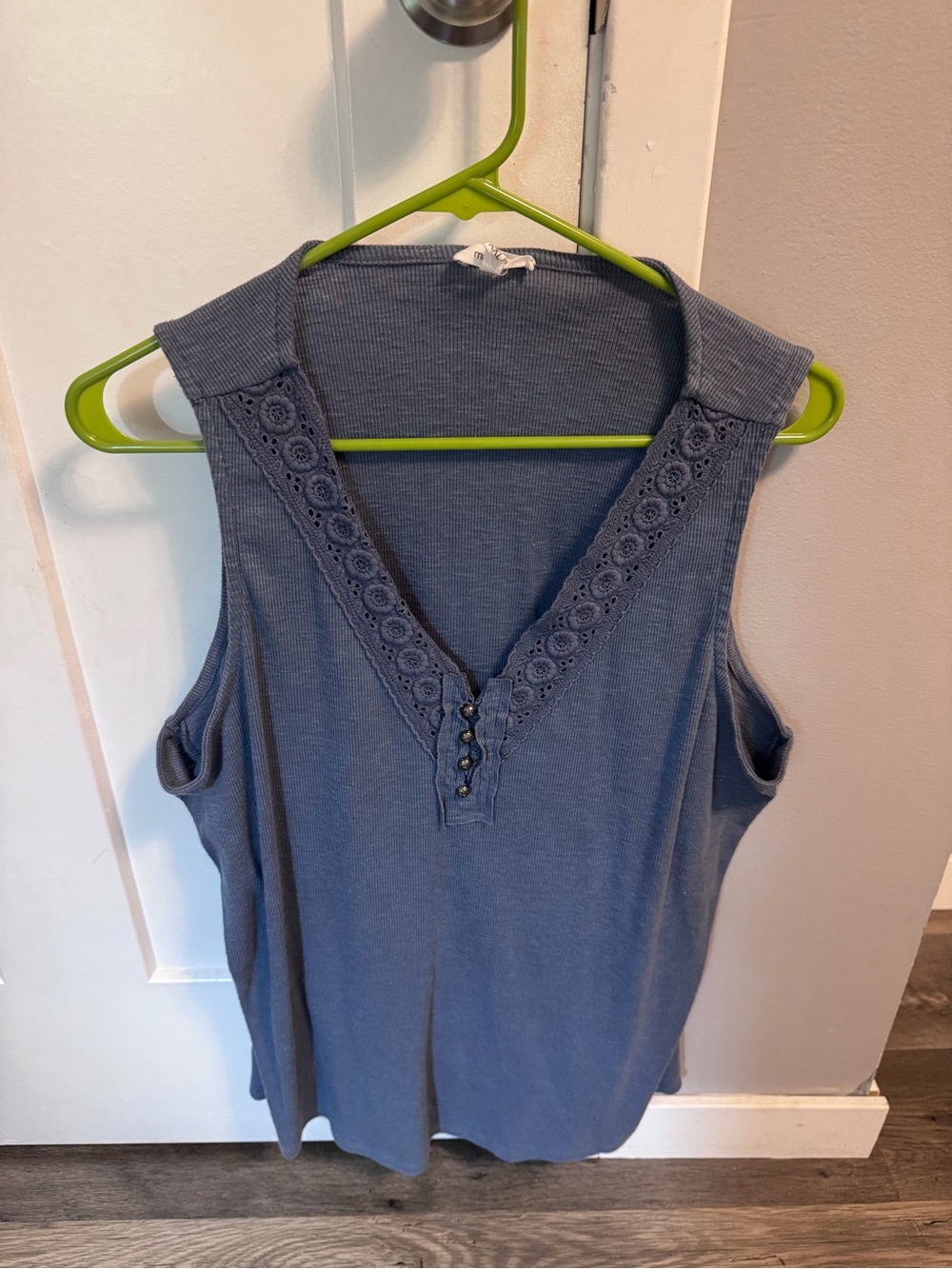 Maurices Blue Crochet Trim V-Neck Tank